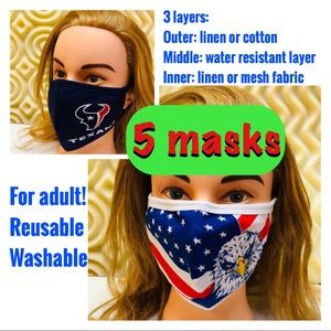 5ct Reusable washable fabric adult Face Masks